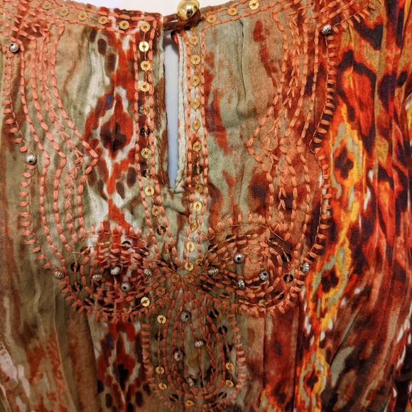 Rebecca Malone Embellished, Gauze Animal Print Blouse Size M NEW - Picture 4 of 5